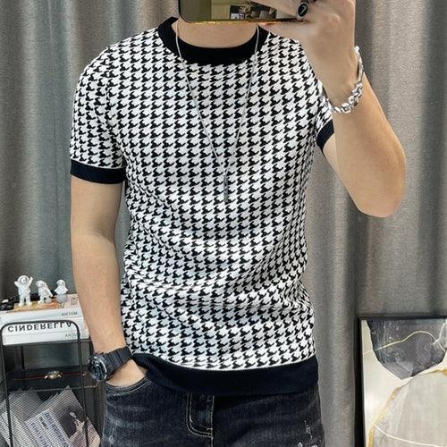2022 Spring Short Sleeve Sweater T-shirt Men Plaid Knitted Thickened - Premium Other from AliExpress Winners - Just $144.47! Shop now at ItemBear.com