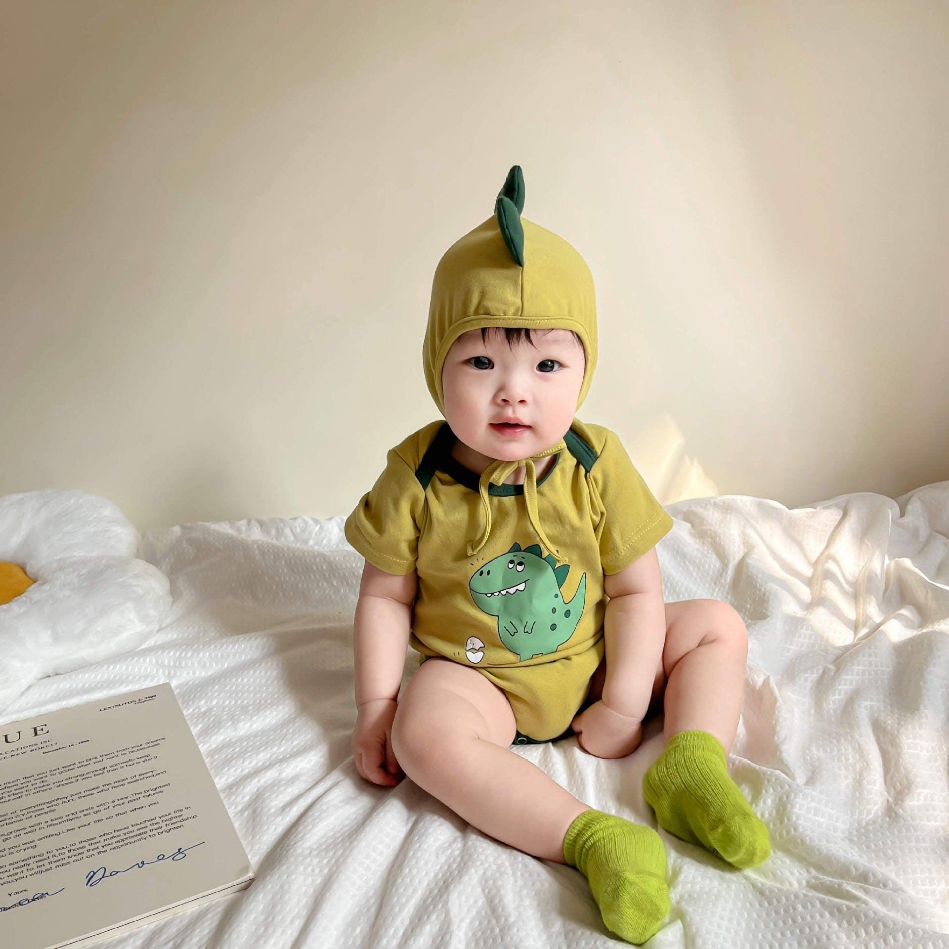 23 summer new Korean version of children's jumpsuit ins style dinosaur print romper suit baby fart suit - ItemBear.com