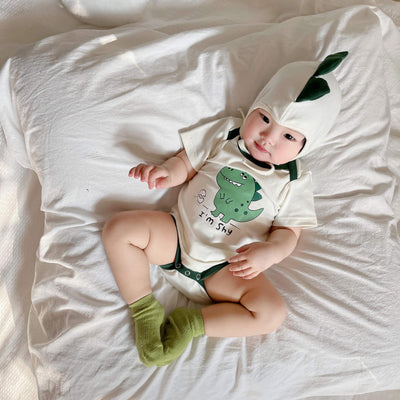 23 summer new Korean version of children's jumpsuit ins style dinosaur print romper suit baby fart suit - ItemBear.com