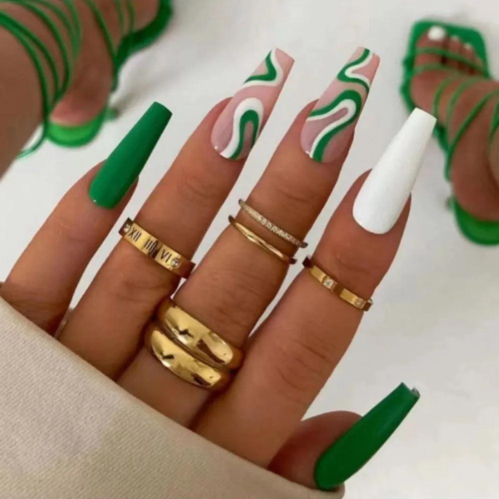 24Pcs Middle Length Ballerina Nude Pink Color False Nails Design With Heart Pattern DIY Artificial Fake Nails With Press Glue - ItemBear.com