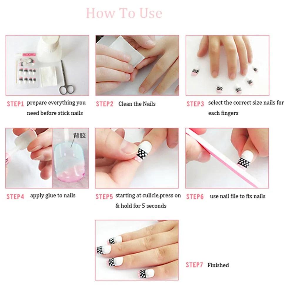 24Pcs Middle Length Ballerina Nude Pink Color False Nails Design With Heart Pattern DIY Artificial Fake Nails With Press Glue - ItemBear.com