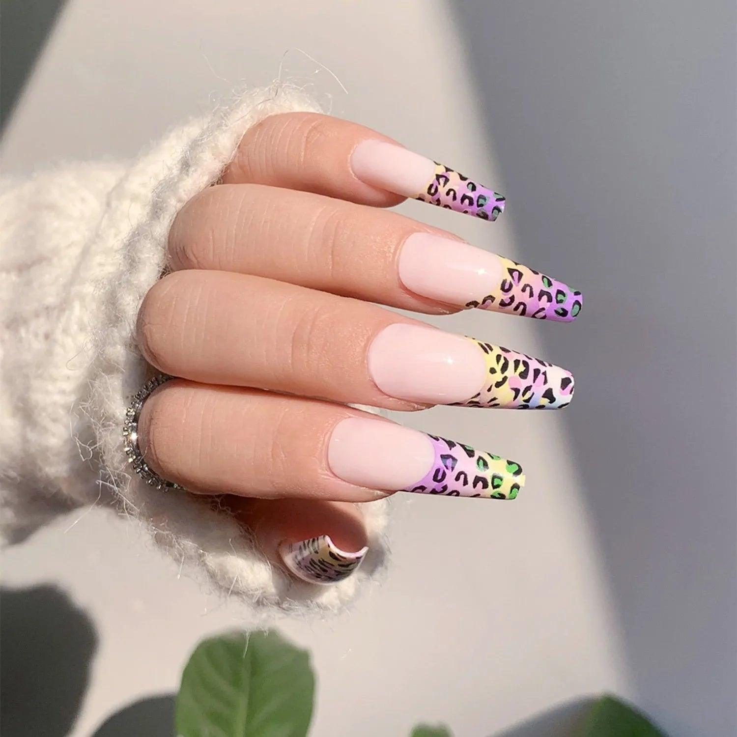 24Pcs Middle Length Ballerina Nude Pink Color False Nails Design With Heart Pattern DIY Artificial Fake Nails With Press Glue - ItemBear.com