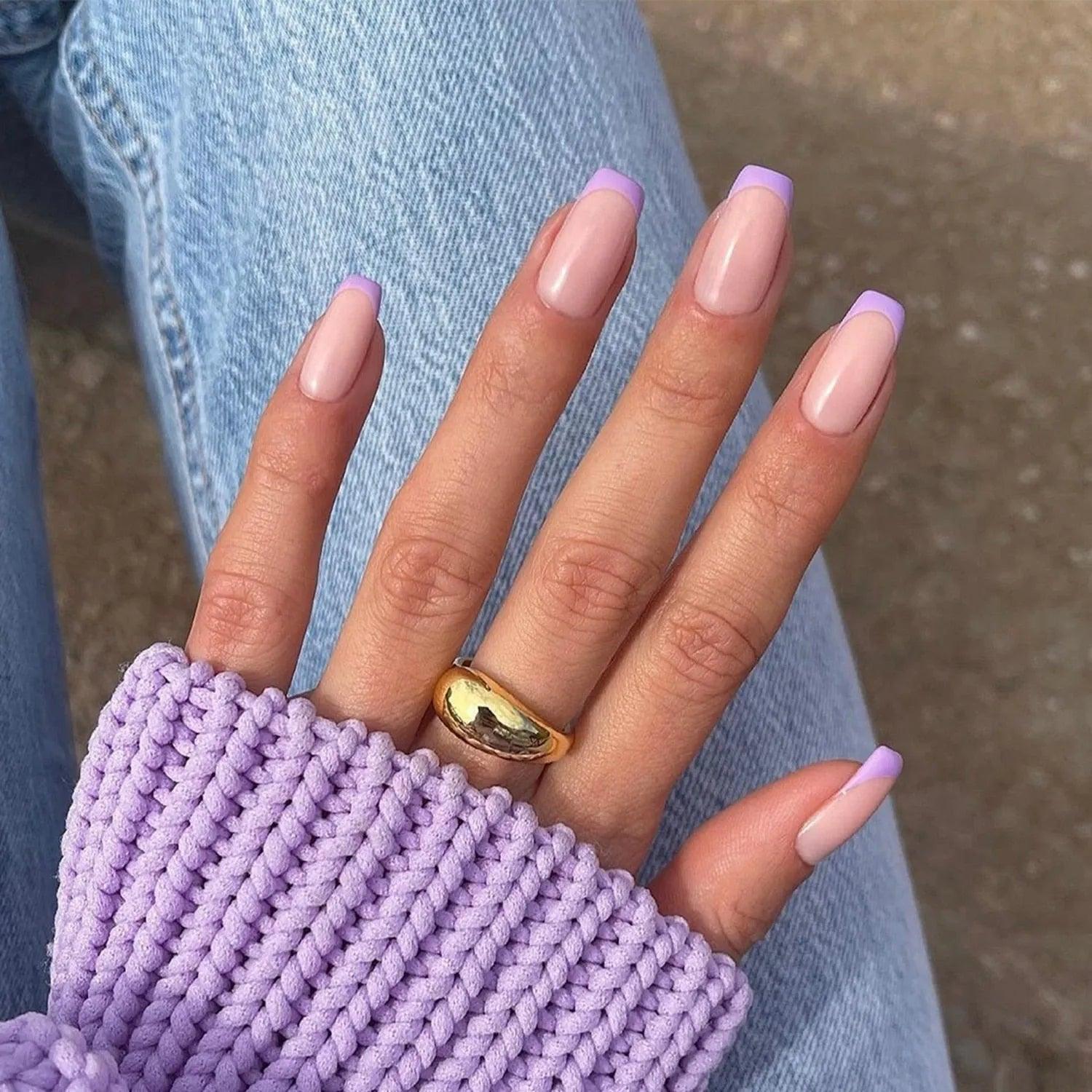 24Pcs Middle Length Ballerina Nude Pink Color False Nails Design With Heart Pattern DIY Artificial Fake Nails With Press Glue - ItemBear.com