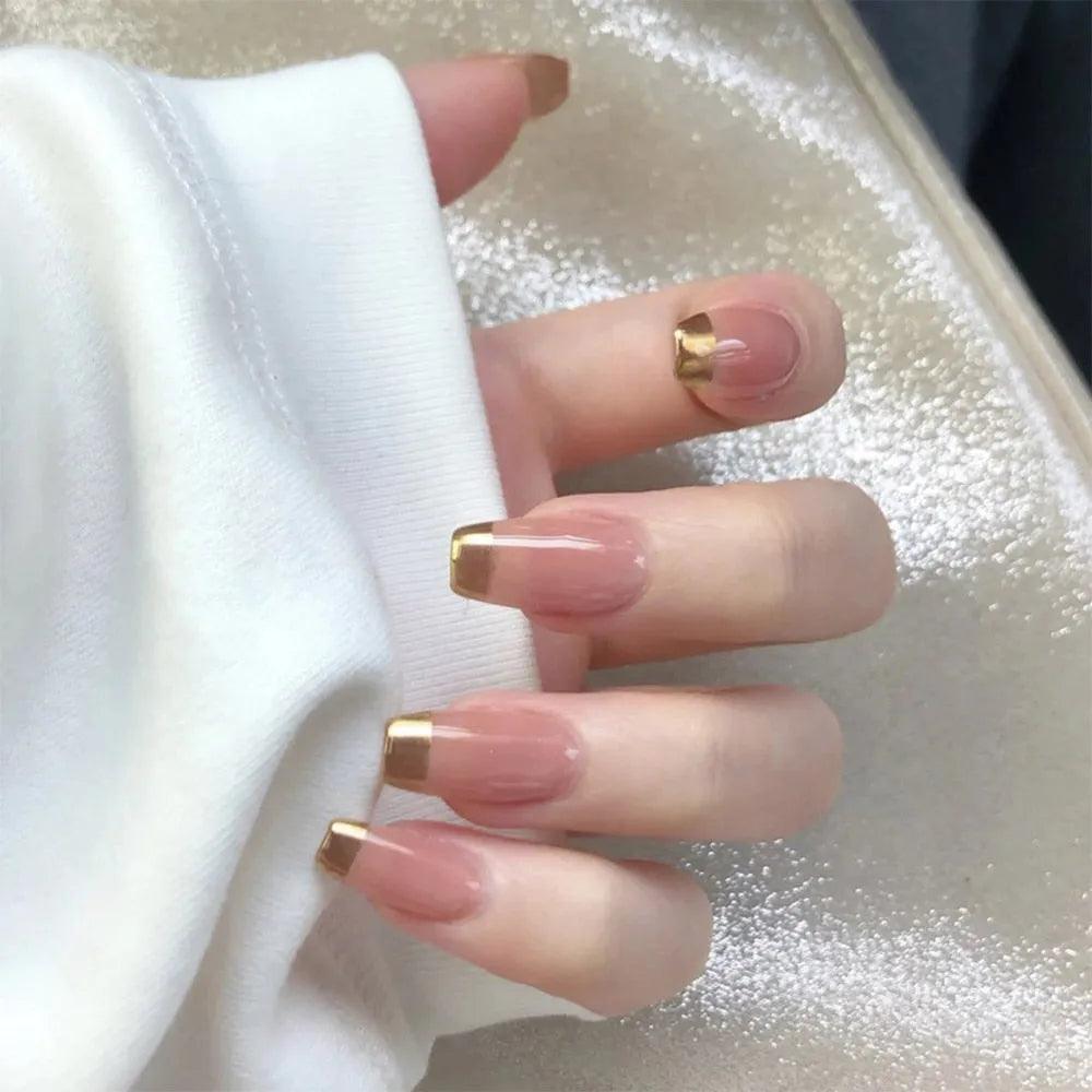 24Pcs Middle Length Ballerina Nude Pink Color False Nails Design With Heart Pattern DIY Artificial Fake Nails With Press Glue - ItemBear.com