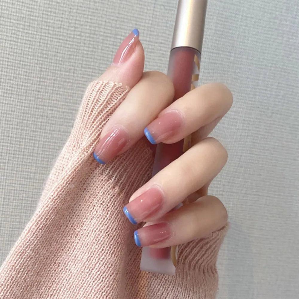 24Pcs Middle Length Ballerina Nude Pink Color False Nails Design With Heart Pattern DIY Artificial Fake Nails With Press Glue - ItemBear.com
