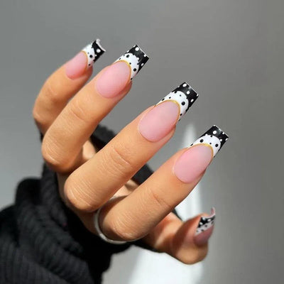 24Pcs Middle Length Ballerina Nude Pink Color False Nails Design With Heart Pattern DIY Artificial Fake Nails With Press Glue - ItemBear.com