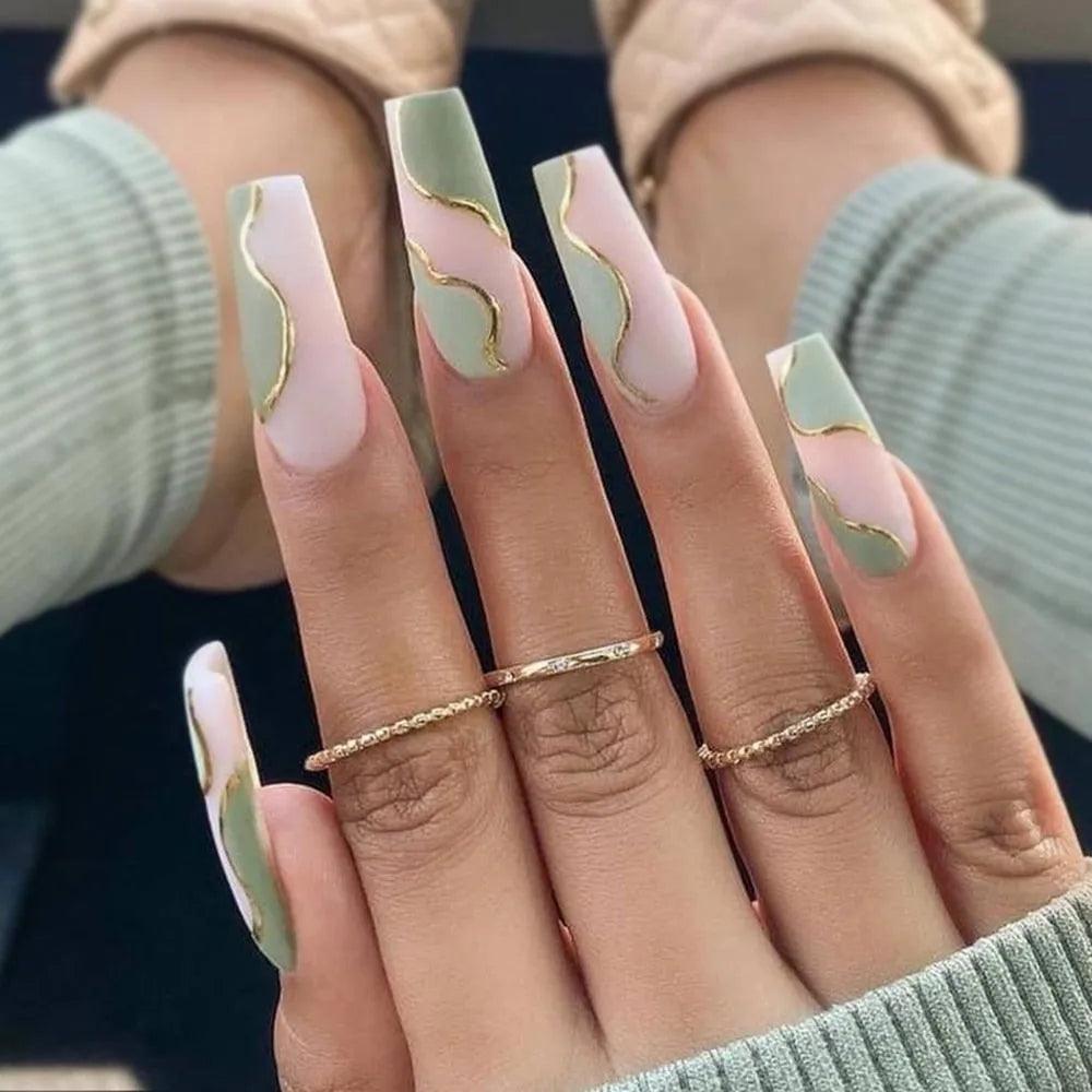24Pcs Middle Length Ballerina Nude Pink Color False Nails Design With Heart Pattern DIY Artificial Fake Nails With Press Glue - ItemBear.com