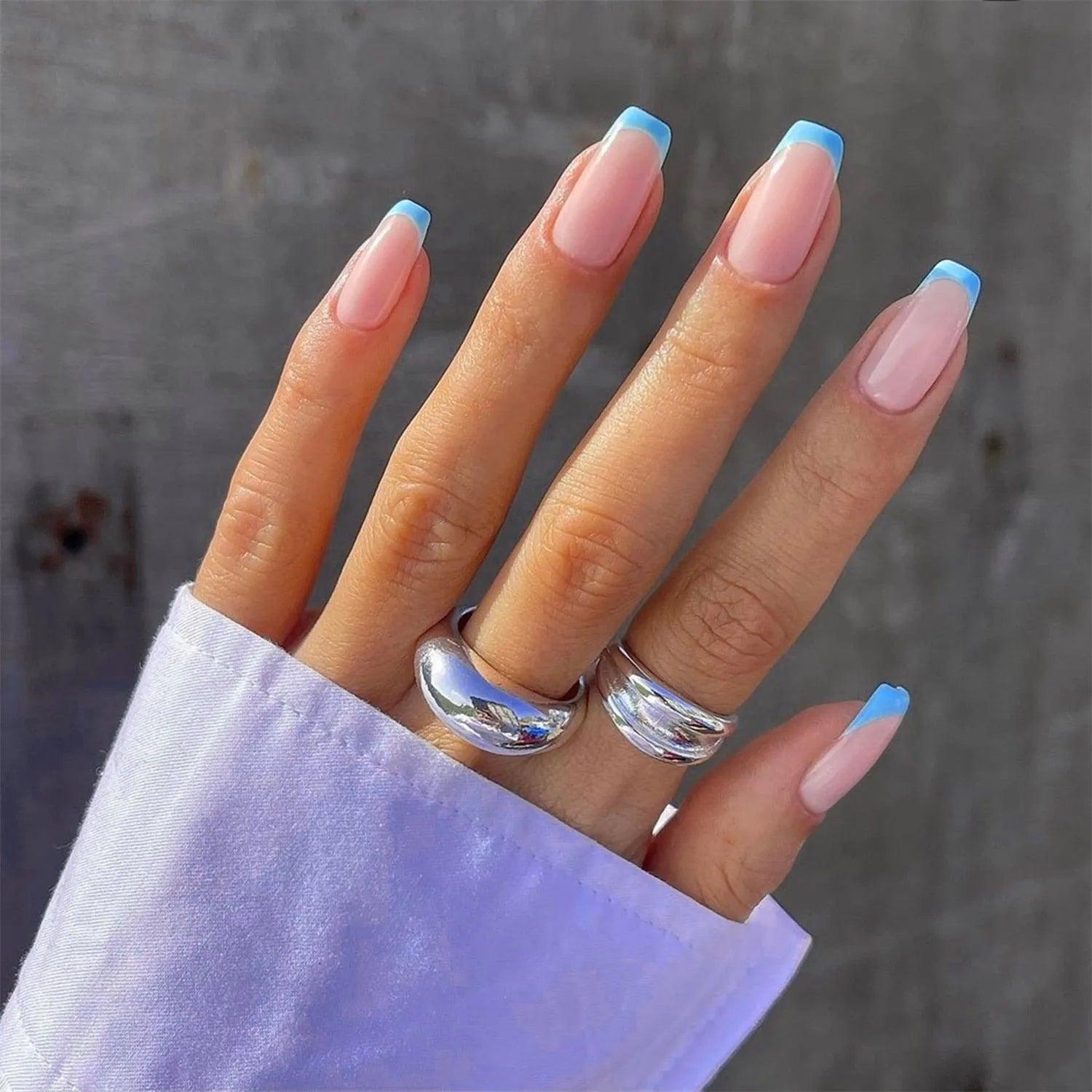 24Pcs Middle Length Ballerina Nude Pink Color False Nails Design With Heart Pattern DIY Artificial Fake Nails With Press Glue - ItemBear.com