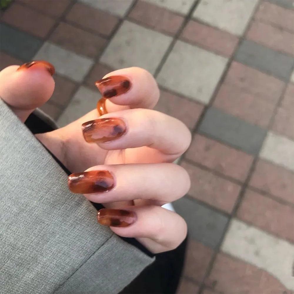 24Pcs Middle Length Ballerina Nude Pink Color False Nails Design With Heart Pattern DIY Artificial Fake Nails With Press Glue - ItemBear.com