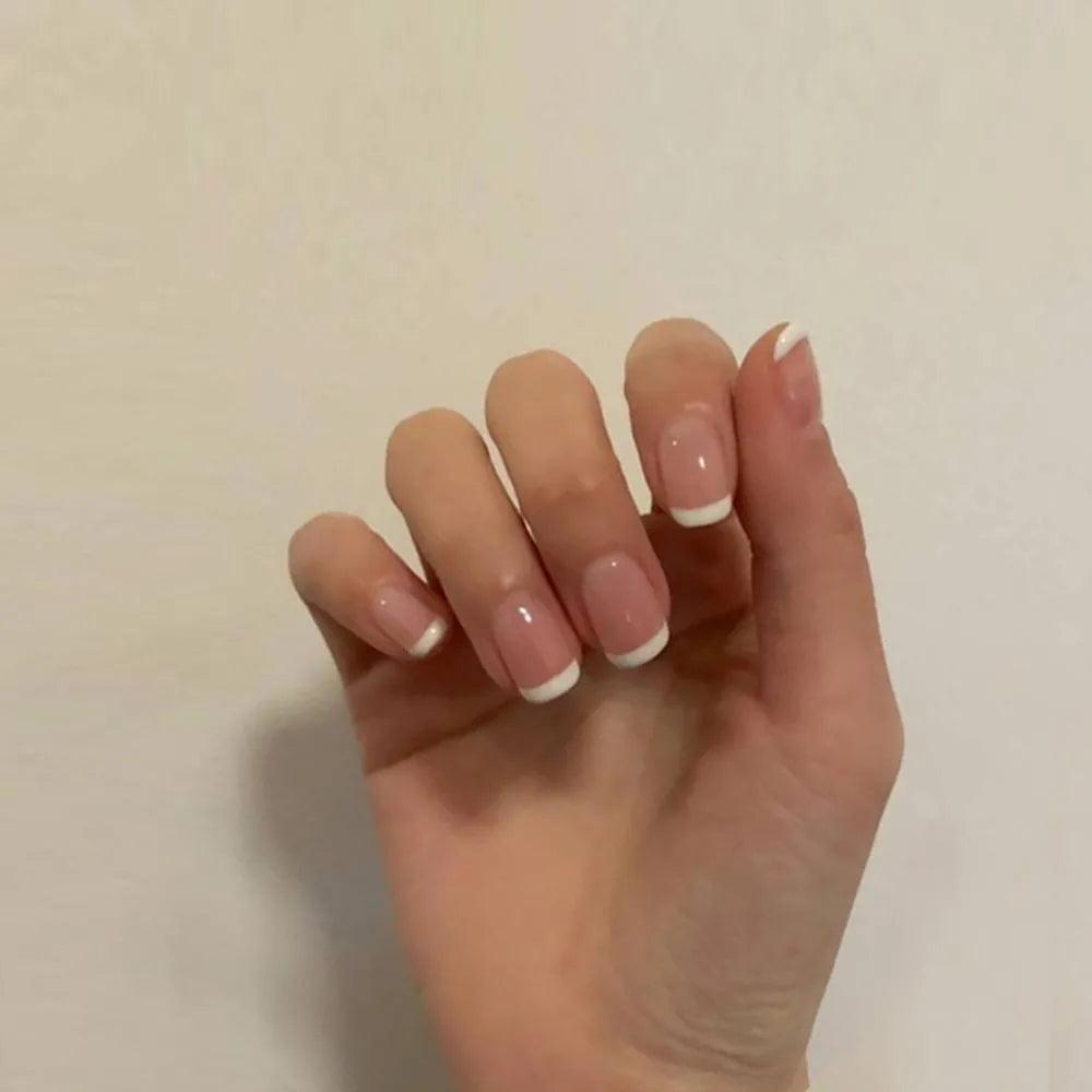 24Pcs/Box Charming Pink Flame Short Ballet Wearable Fake Nails press on Square Head Full Cover Detachable Finished Fingernails - ItemBear.com