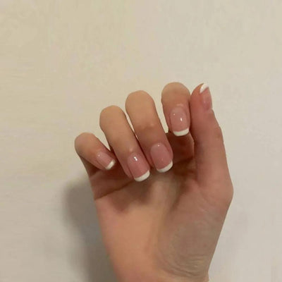 24Pcs/Box Charming Pink Flame Short Ballet Wearable Fake Nails press on Square Head Full Cover Detachable Finished Fingernails - ItemBear.com