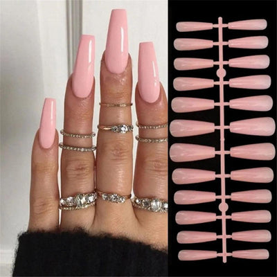 24Pcs/Box Charming Pink Flame Short Ballet Wearable Fake Nails press on Square Head Full Cover Detachable Finished Fingernails - ItemBear.com