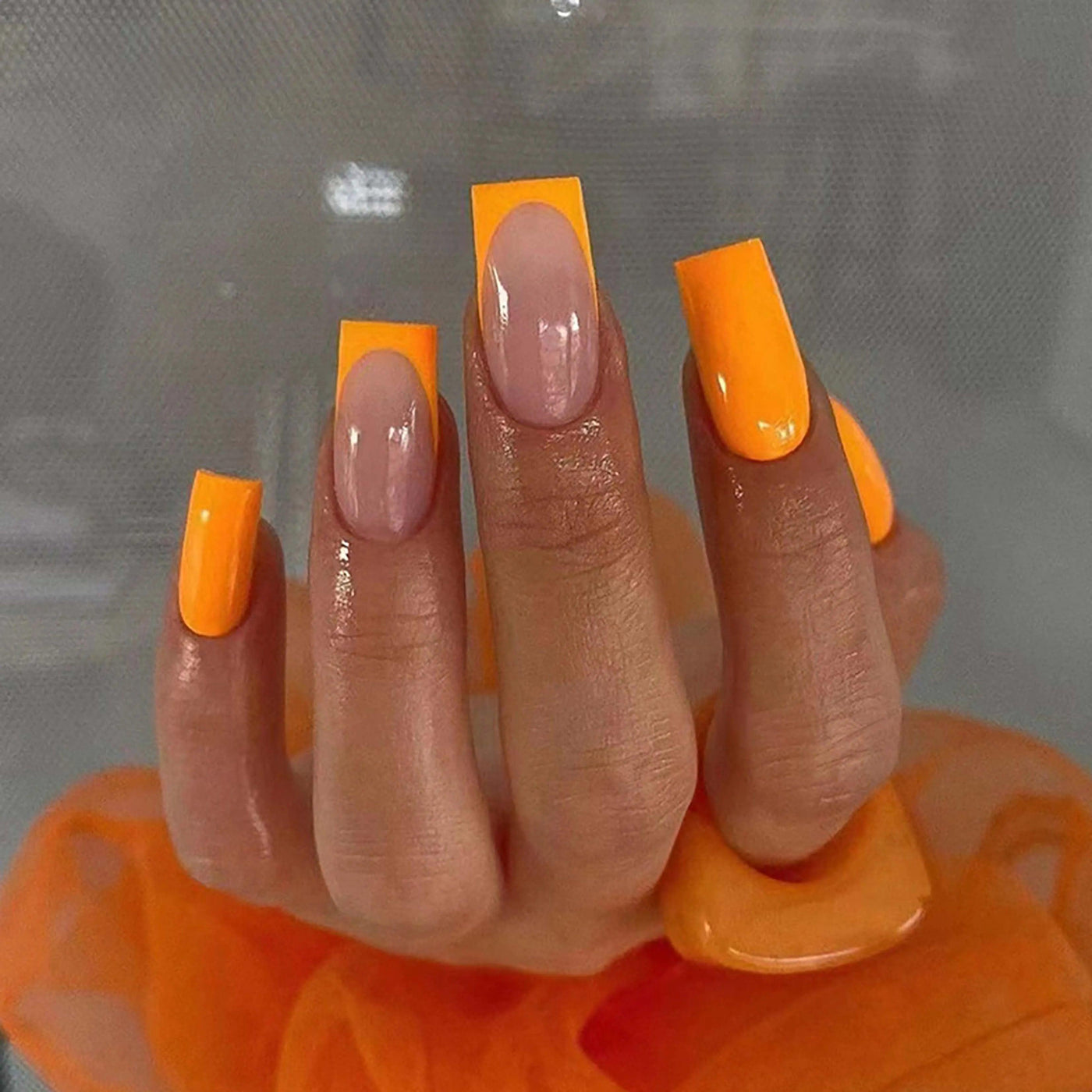 24Pcs/Box Charming Pink Flame Short Ballet Wearable Fake Nails press on Square Head Full Cover Detachable Finished Fingernails - ItemBear.com