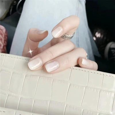 24Pcs/Box Charming Pink Flame Short Ballet Wearable Fake Nails press on Square Head Full Cover Detachable Finished Fingernails - ItemBear.com