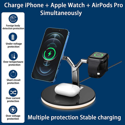 25W 3 in 1 Magnet Qi Fast Wireless Charger For Iphone 12 Mini Pro MAX Charging Station For Apple Watch 6 5 4 3 2 1 AirPods Pro - ItemBear.com