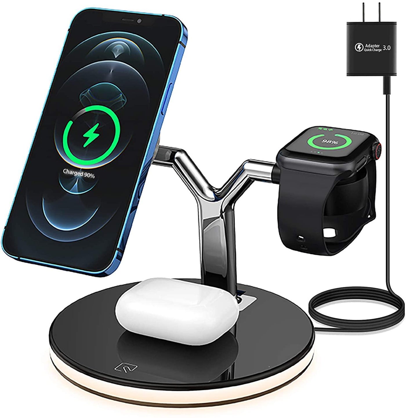 25W 3 in 1 Magnet Qi Fast Wireless Charger For Iphone 12 Mini Pro MAX Charging Station For Apple Watch 6 5 4 3 2 1 AirPods Pro - ItemBear.com