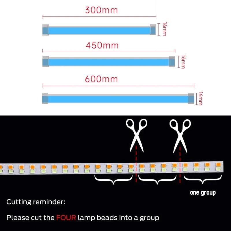 2pcs LED DRL Car Daytime Running Light Flexible Waterproof Strip Auto Headlights White Turn Signal Yellow Brake Flow Lights 12V - ItemBear.com