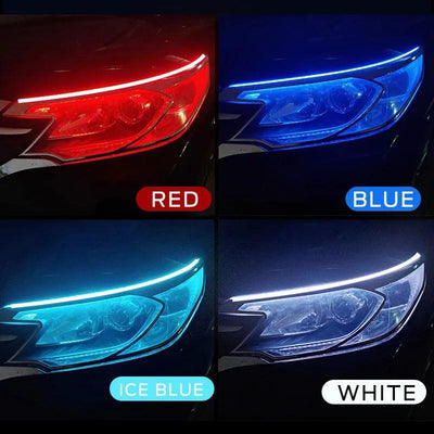 2pcs LED DRL Car Daytime Running Light Flexible Waterproof Strip Auto Headlights White Turn Signal Yellow Brake Flow Lights 12V - ItemBear.com