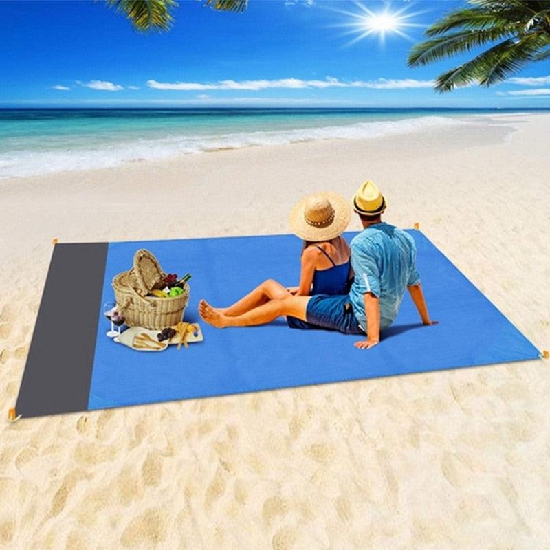 2x2.1m Waterproof Pocket Beach Blanket Folding Camping Mat Mattress Portable Lightweight Mat Outdoor Picnic Mat Sand Beach Mat - ItemBear.com