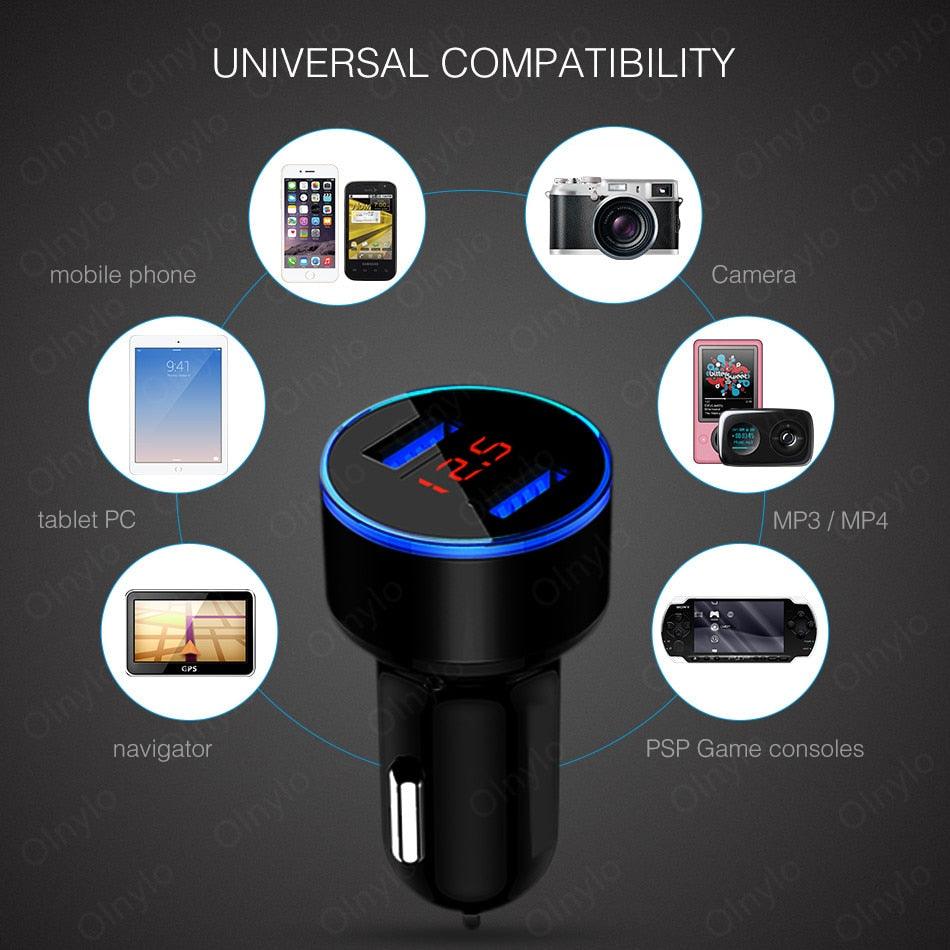 4.8A LED Display USB Phone Charger Car - Charger for Xiaomi Samsung For iPhone 12 11 Pro 7 8 Plus Mobile Phone Adapter Car Charger - ItemBear.com
