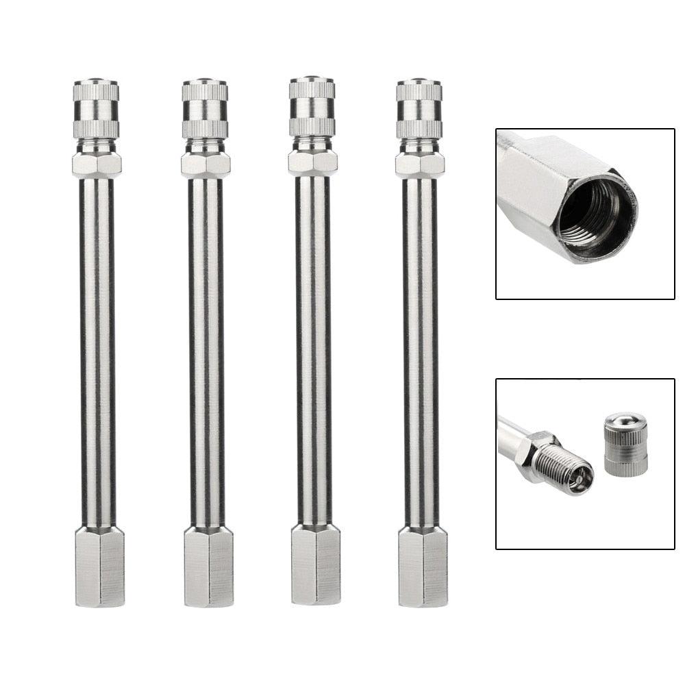 4x Chrome Tyre Wheel Valve Extension Extender Caps - ItemBear.com