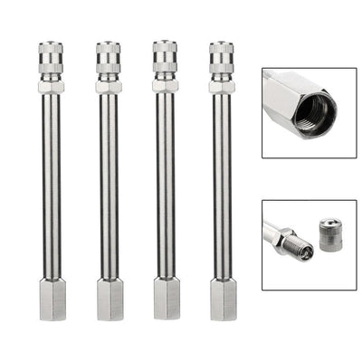 4x Chrome Tyre Wheel Valve Extension Extender Caps - ItemBear.com
