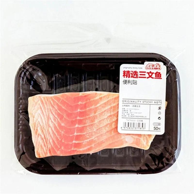 50 Pcs Novelty Funny Fish/Meat Memo Pads Cute Food Sticky Notes Planner Paper Sticker Memorandum School Supplies Stationery Gift - ItemBear.com