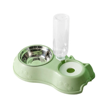 500ML Dog Bowl Cat Feeder Bowl With Dog Water Bottle Automatic Drinking Pet Bowl Cat Food Bowl Pet Stainless Steel Double 3 Bowl - ItemBear.com