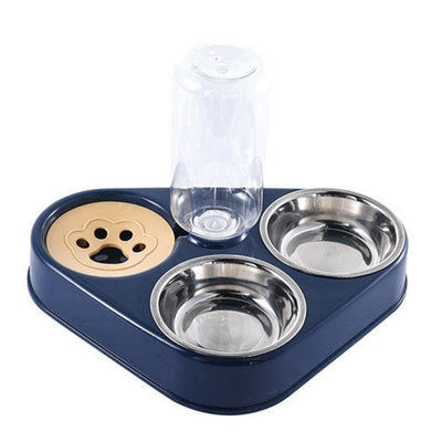 500ML Dog Bowl Cat Feeder Bowl With Dog Water Bottle Automatic Drinking Pet Bowl Cat Food Bowl Pet Stainless Steel Double 3 Bowl - ItemBear.com