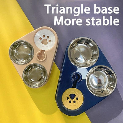 500ML Dog Bowl Cat Feeder Bowl With Dog Water Bottle Automatic Drinking Pet Bowl Cat Food Bowl Pet Stainless Steel Double 3 Bowl - ItemBear.com