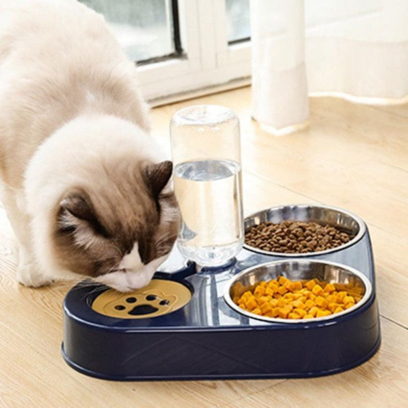 500ML Dog Bowl Cat Feeder Bowl With Dog Water Bottle Automatic Drinking Pet Bowl Cat Food Bowl Pet Stainless Steel Double 3 Bowl - ItemBear.com