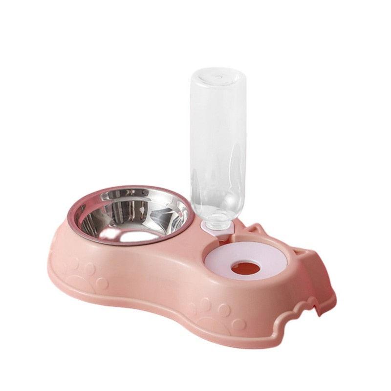 500ML Dog Bowl Cat Feeder Bowl With Dog Water Bottle Automatic Drinking Pet Bowl Cat Food Bowl Pet Stainless Steel Double 3 Bowl - ItemBear.com