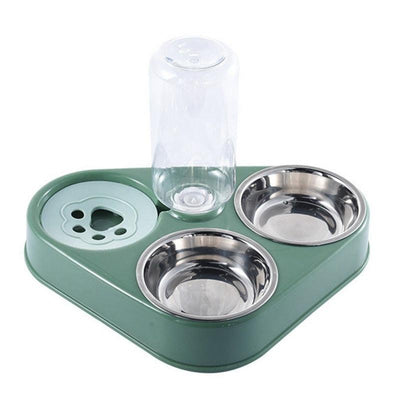 500ML Dog Bowl Cat Feeder Bowl With Dog Water Bottle Automatic Drinking Pet Bowl Cat Food Bowl Pet Stainless Steel Double 3 Bowl - ItemBear.com