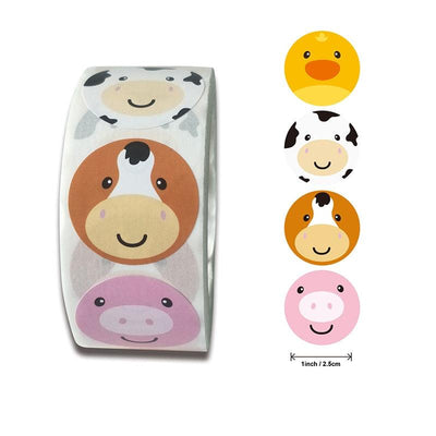 500pcs Funny Animal Stickers roll classic Cute Waterproof farm Package Seal Label Cool Skateboard school Stickers Reward For Kid - ItemBear.com
