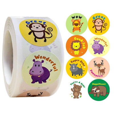 500pcs Funny Animal Stickers roll classic Cute Waterproof farm Package Seal Label Cool Skateboard school Stickers Reward For Kid - ItemBear.com