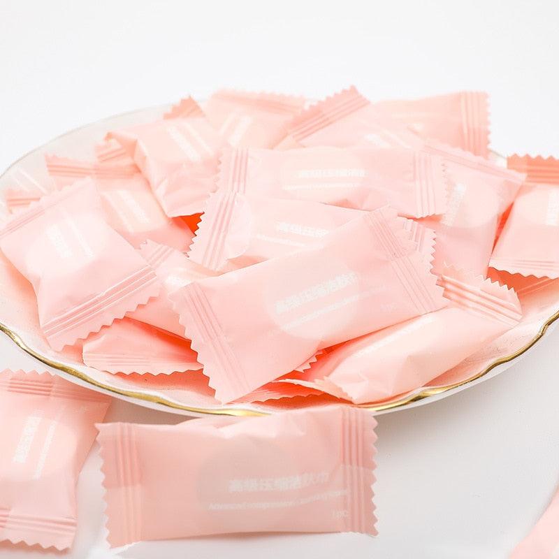 50pcs Disposable Towel Compressed Portable Travel Non - woven Face Towel Water Wet Wipe Outdoor Moistened Tissues - ItemBear.com