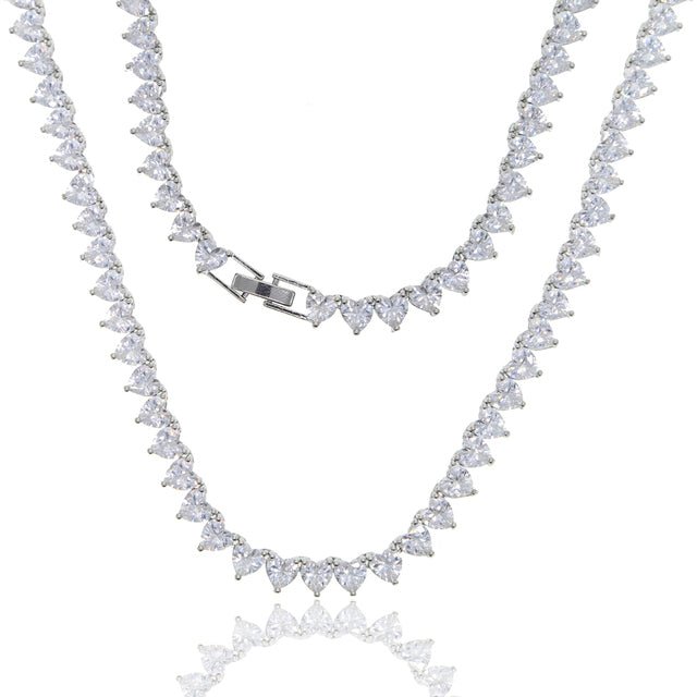 5A Heart CZ Tennis Necklace - ItemBear.com