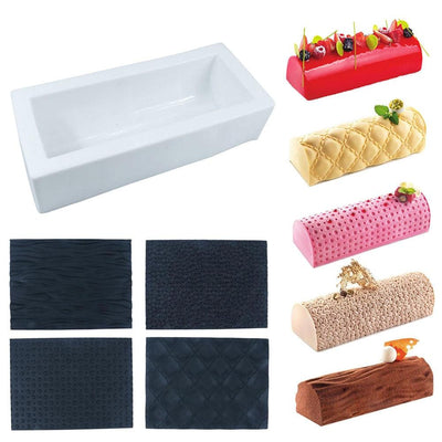 5Pcs Wood Heart Shape Texture 3D Silicone Cake Mold Baking Mat Twinkie Buche Log Kit Dessert Bakeware Silicone Cake Baking Mold - ItemBear.com