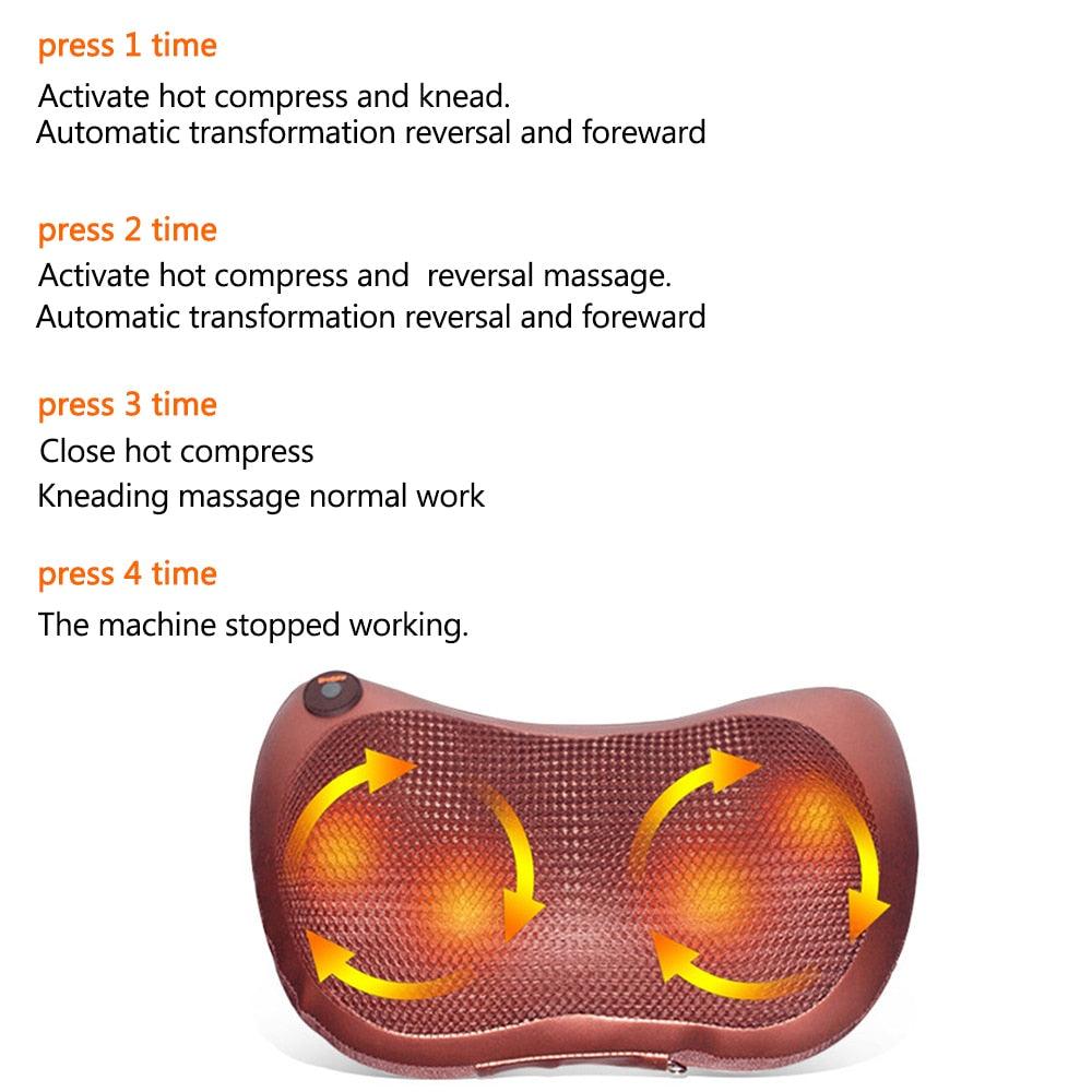 8/6/4 Heads Massage Pillow Shiatsu Massager for Back Waist Body Cervical Pillow Home Car Electric Shiatsu Massager Back Massage - ItemBear.com