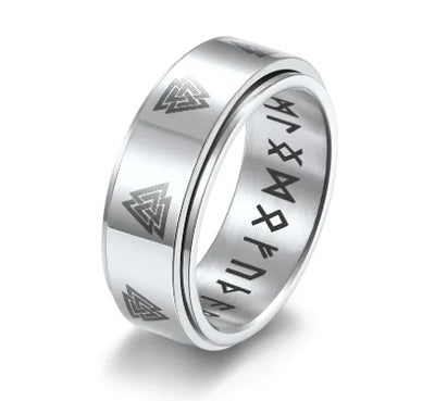 Rotatable Triangle Pattern Stainless Steel Ring