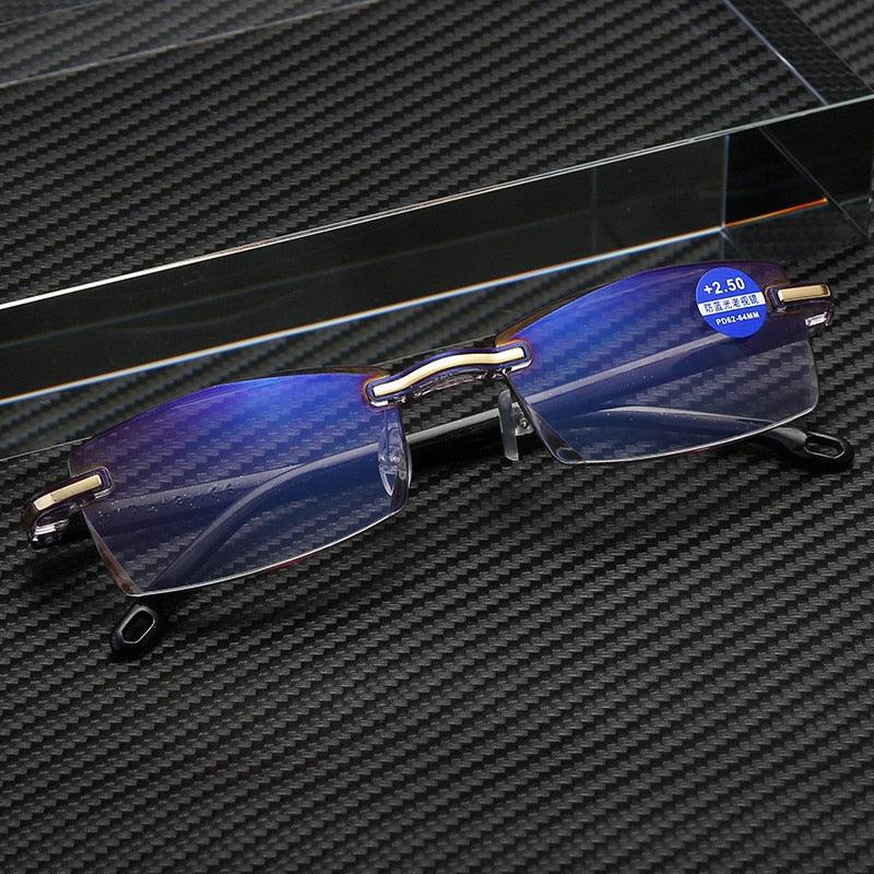 Ahora Anti Blue Light Blocking Rimless Reading Glasses Women Men Square Frameless Presbyopic Glasses Diopters +1.0 1.5 2 2.5 4.0 - ItemBear.com