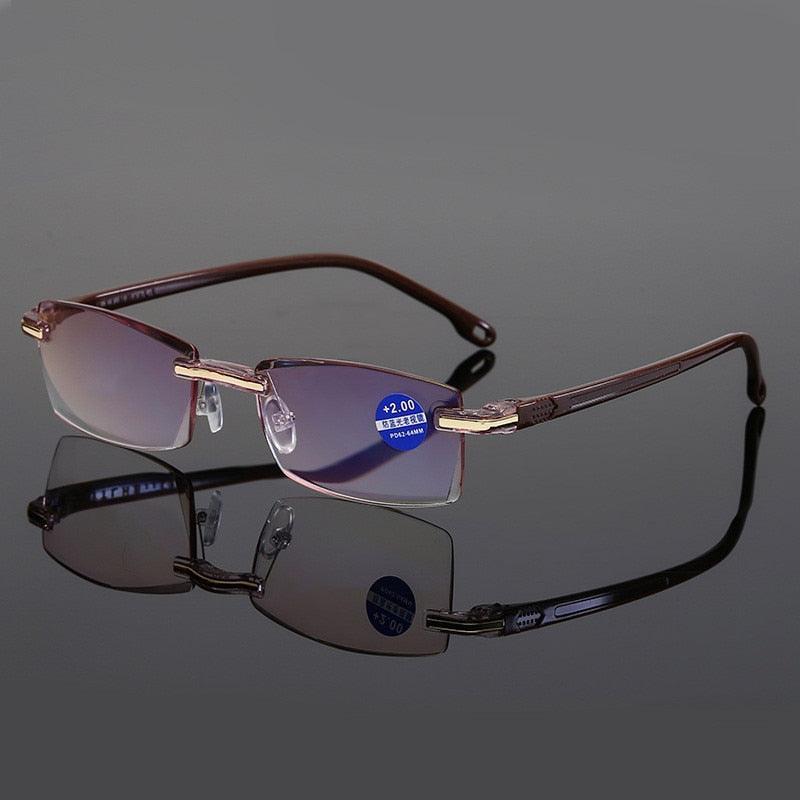 Ahora Anti Blue Light Blocking Rimless Reading Glasses Women Men Square Frameless Presbyopic Glasses Diopters +1.0 1.5 2 2.5 4.0 - ItemBear.com
