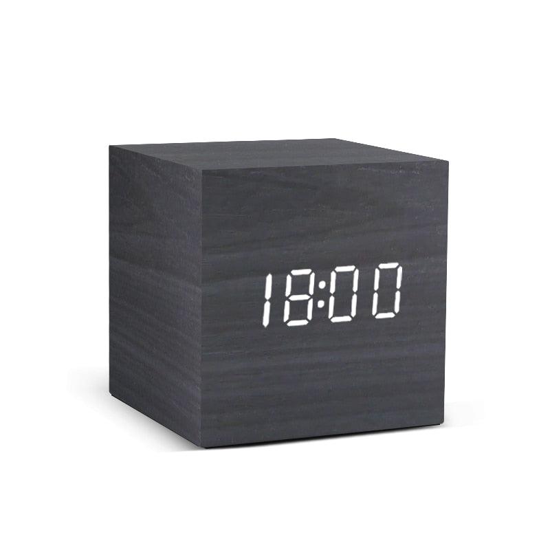 Alarm Clock LED Wooden Watch Table Voice Control Digital Wood Despertador USB/AAA Powered Electronic Desktop Clocks - ItemBear.com
