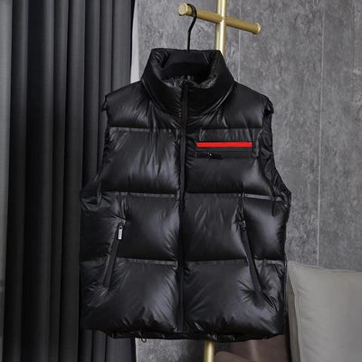 autumn and winter new letter red label fashion all - match casual down vest vest black jacket trendy men's and women's models - ItemBear.com
