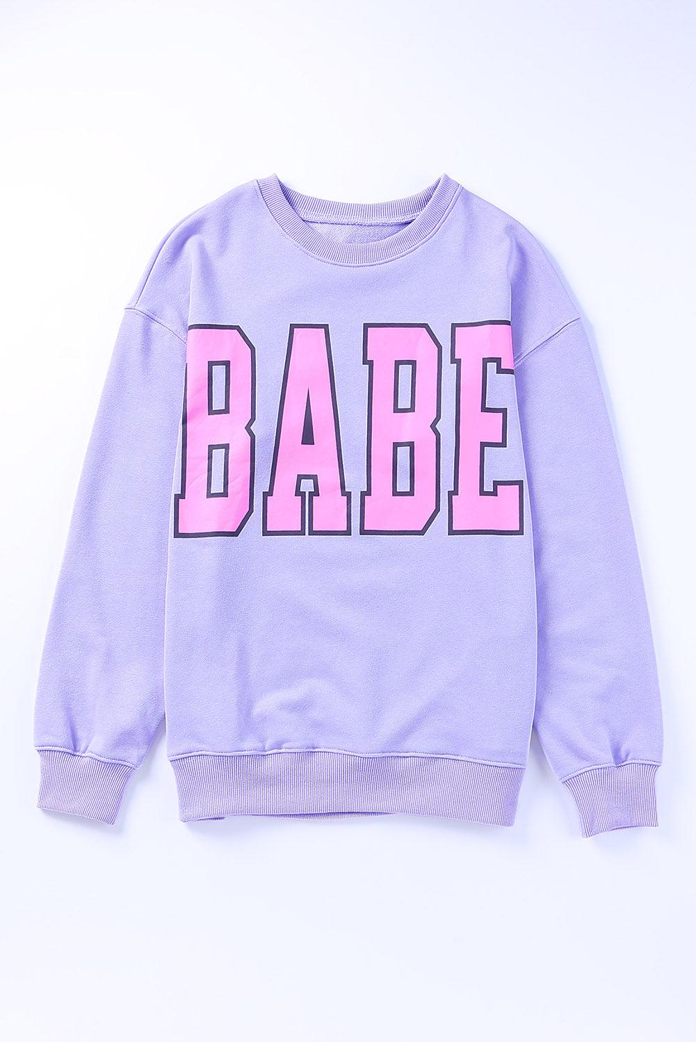 BABE Letter Graphic Pullover Sweatshirt - Premium  from ItemBear.com - Just $23.56! Shop now at ItemBear.com