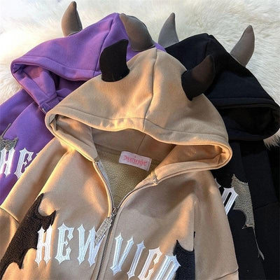 Bat Wing Devil Horn Hoodies - ItemBear.com