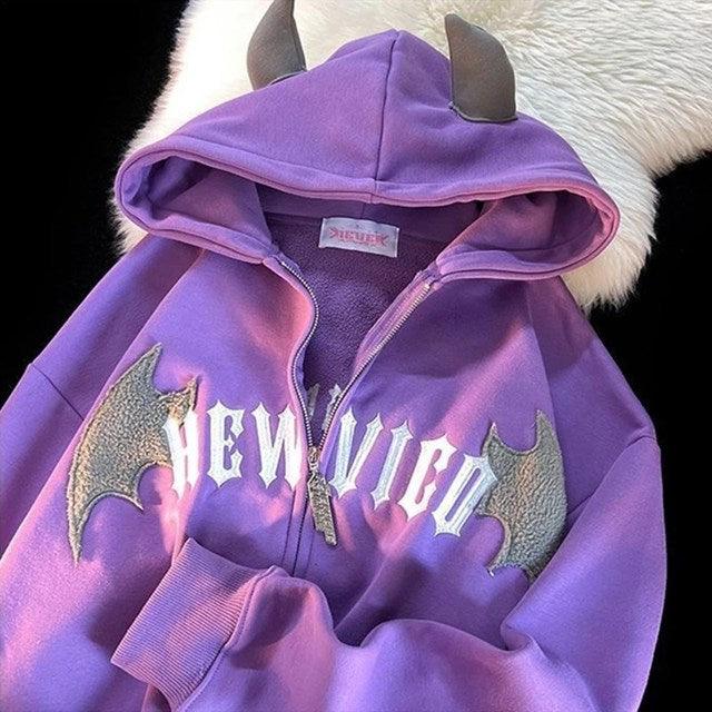 Bat Wing Devil Horn Hoodies - ItemBear.com