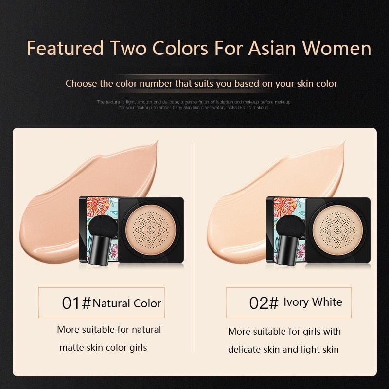 BB Air Cushion Foundation Mushroom Head CC Cream Concealer Whitening Makeup Cosmetic Waterproof Brighten Face Base Tone - ItemBear.com