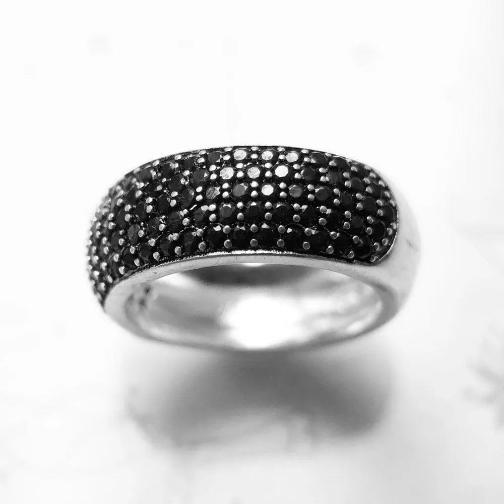 Black Pave Band Ring,Europe Style Classic Fine Jewerly For Men &amp; Women Gift In 925 Sterling Silver - ItemBear.com