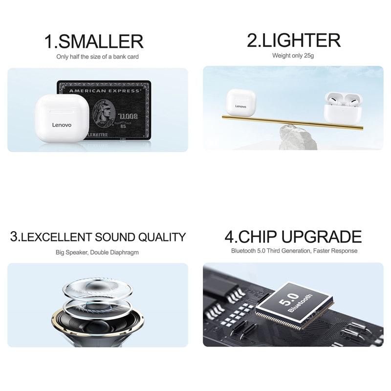 Bluetooth 5.0 Lenovo LP40 TWS Earphone - ItemBear.com